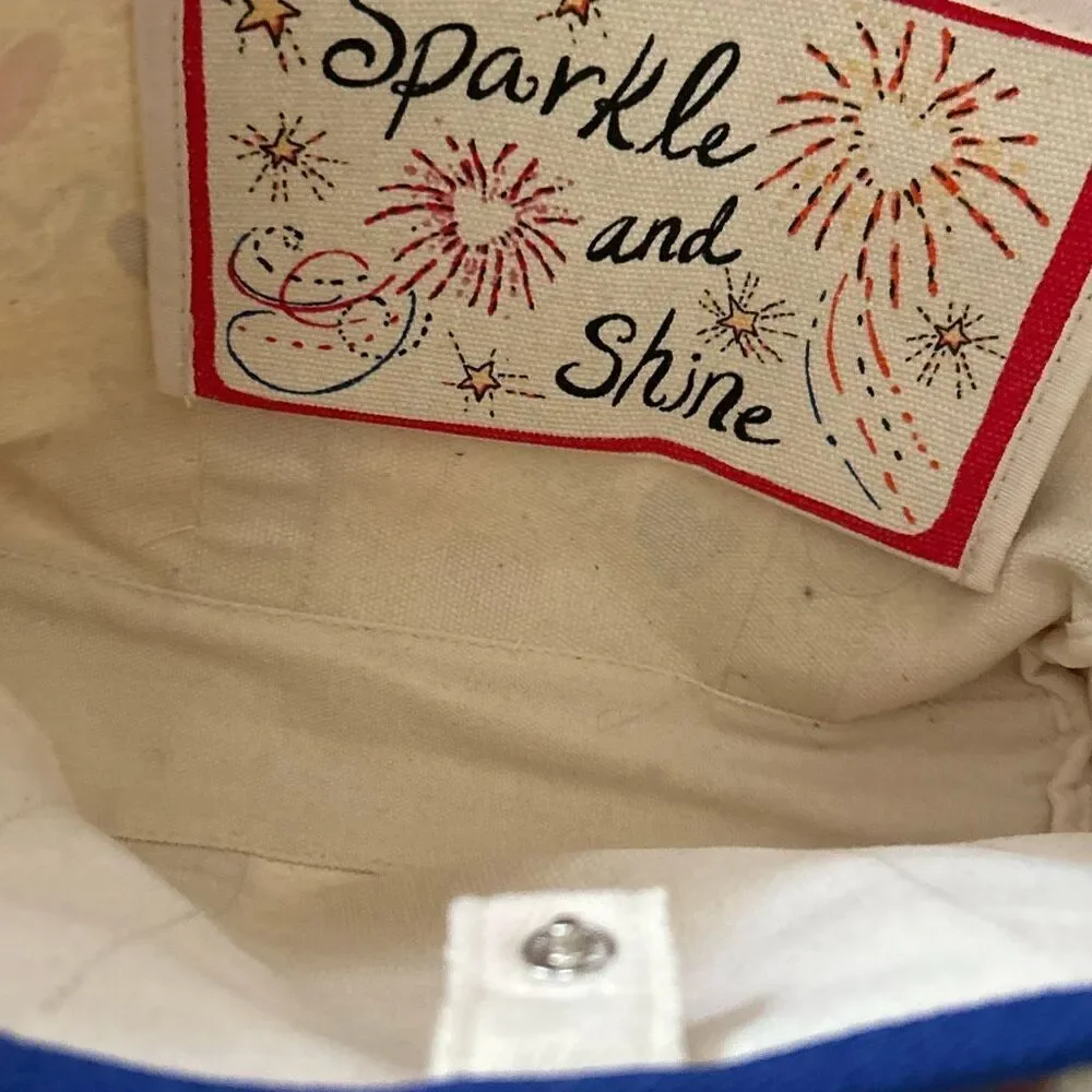 Brighton LOVE heart red white and blue patriotic Canvas medium tote with webbing